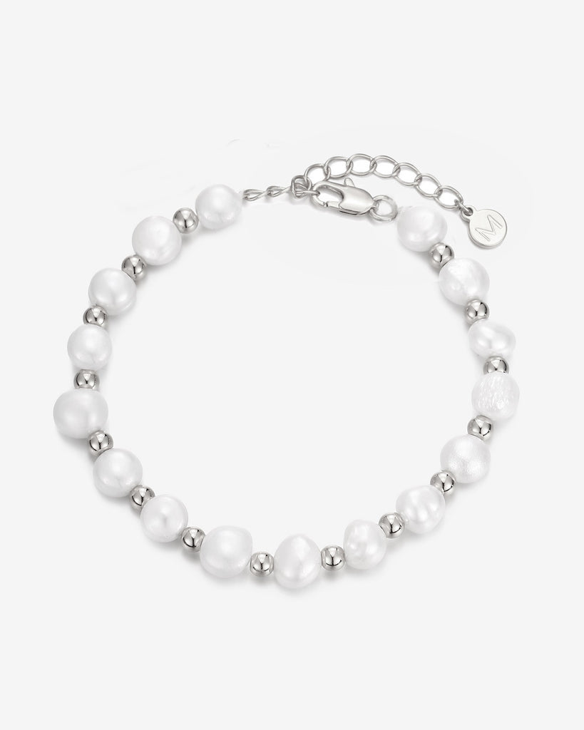 Carrie Pearl & Bead Bracelet - White Gold Plated, 18ct Gold Plated - MAUDELLA 