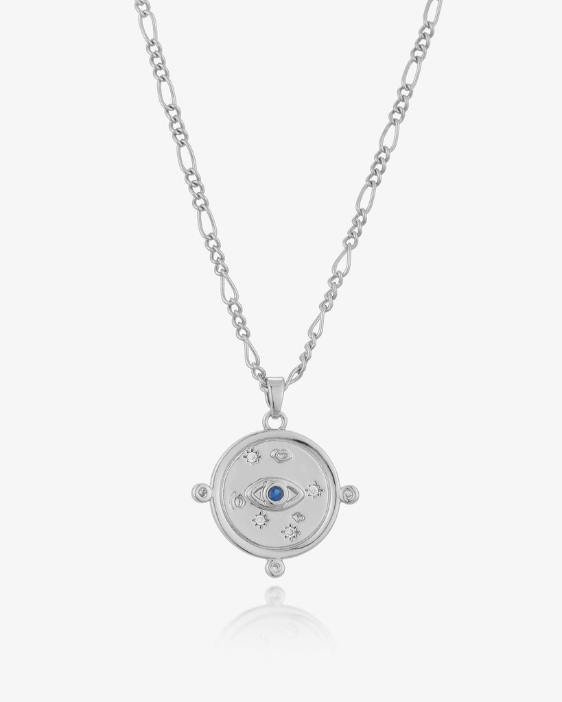 Kya Evil Eye Necklace - White Gold Plated, 18ct Gold Plated - MAUDELLA 