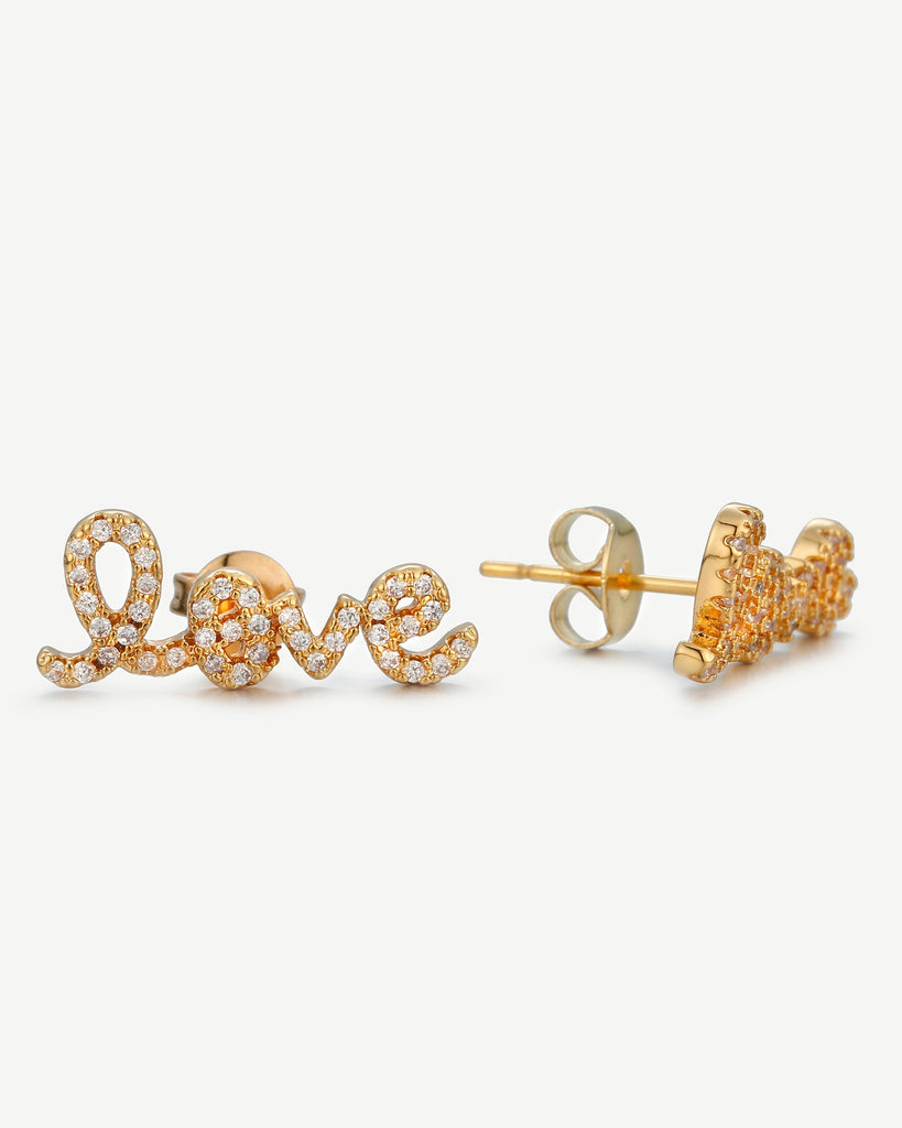 Esme Love Stud Earrings - White Gold Plated, 18ct Gold Plated - MAUDELLA 