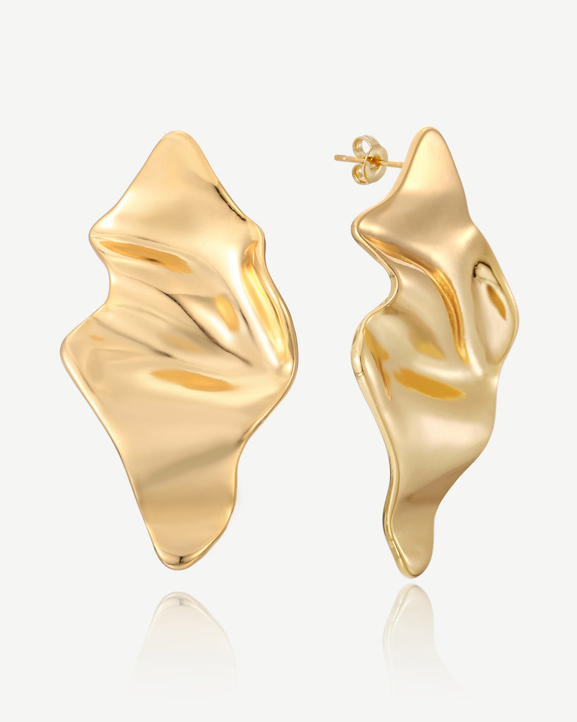 Estelle Statement Ripple Earrings - 18ct Gold Plated, White Gold Plated - MAUDELLA 