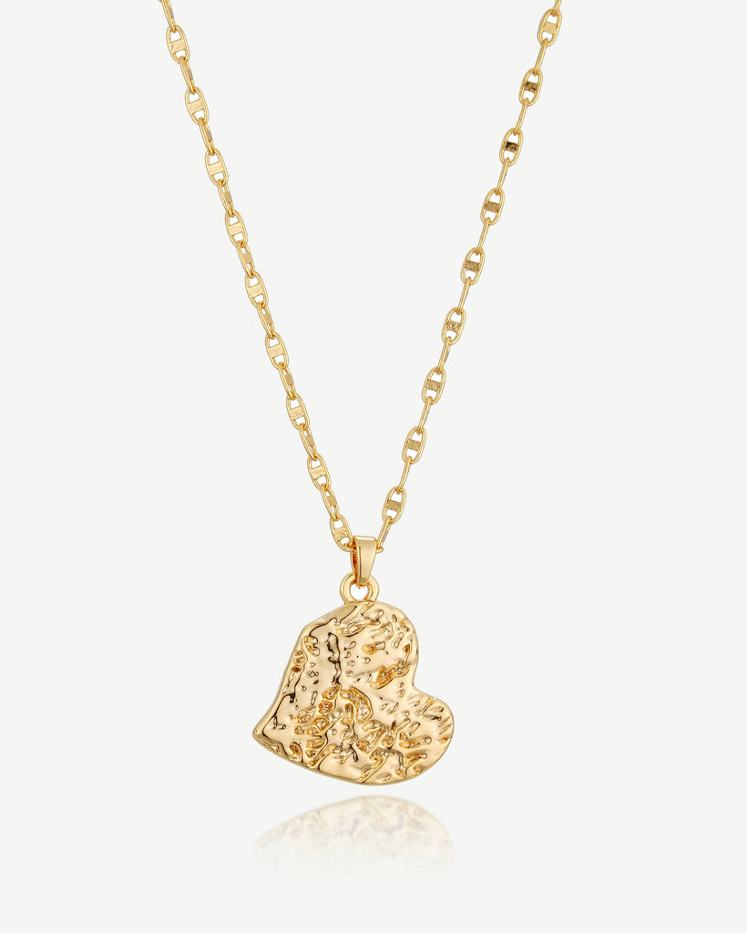 Everly Heart Charm Necklace - 18ct Gold Plated, White Gold Plated - MAUDELLA 