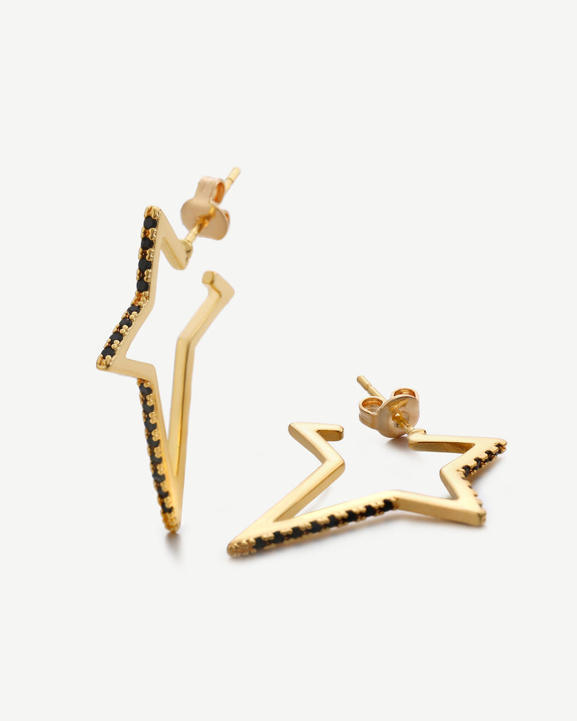 Kayla Star Earrings - 18ct Gold Plated, White Gold Plated - MAUDELLA 