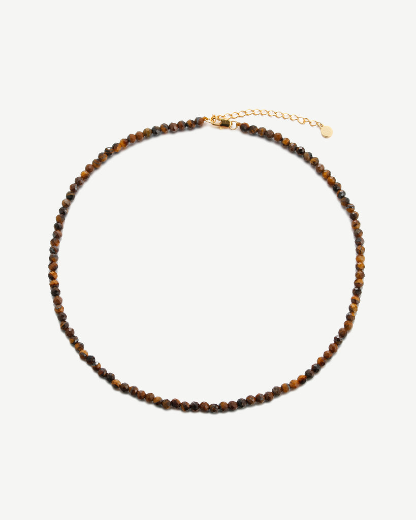 Kit Tiger's Eye Beaded Necklace - 18ct Gold Plated - MAUDELLA 