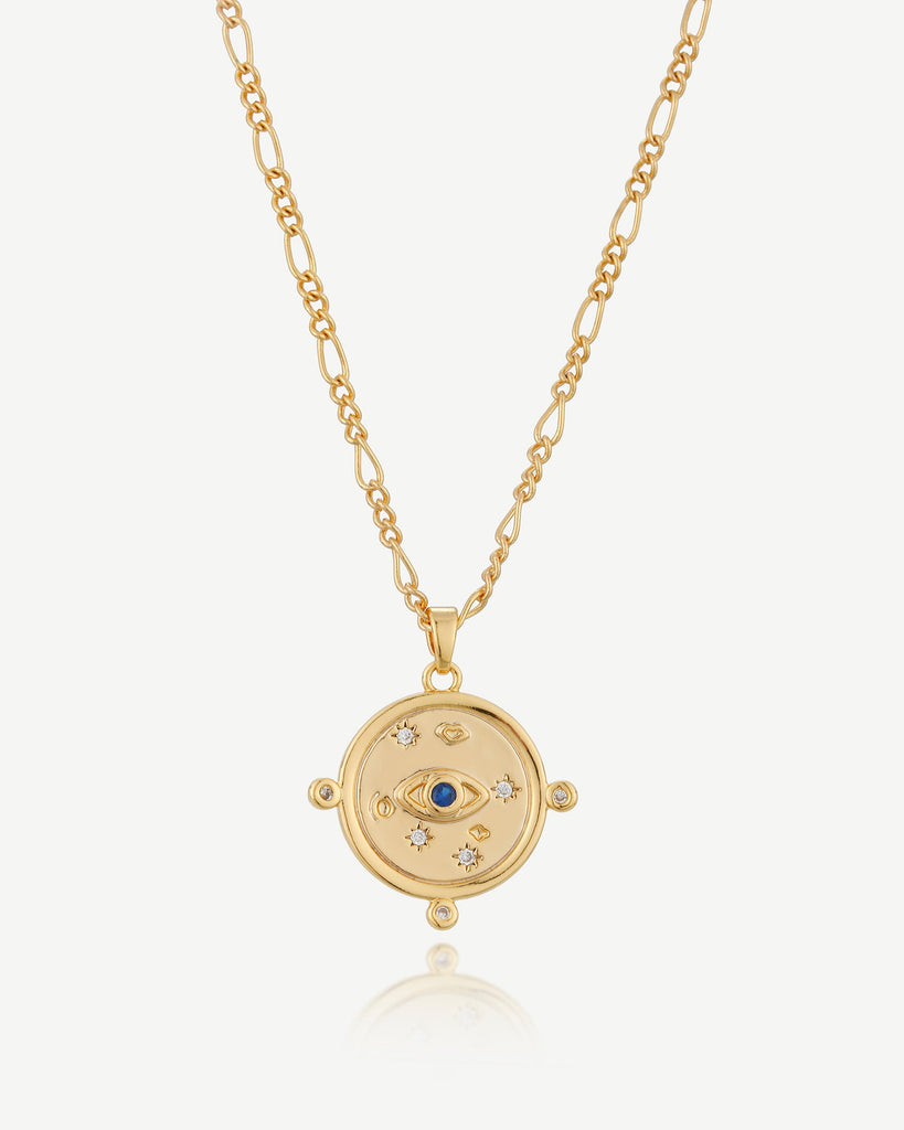 Kya Evil Eye Necklace - White Gold Plated, 18ct Gold Plated - MAUDELLA 