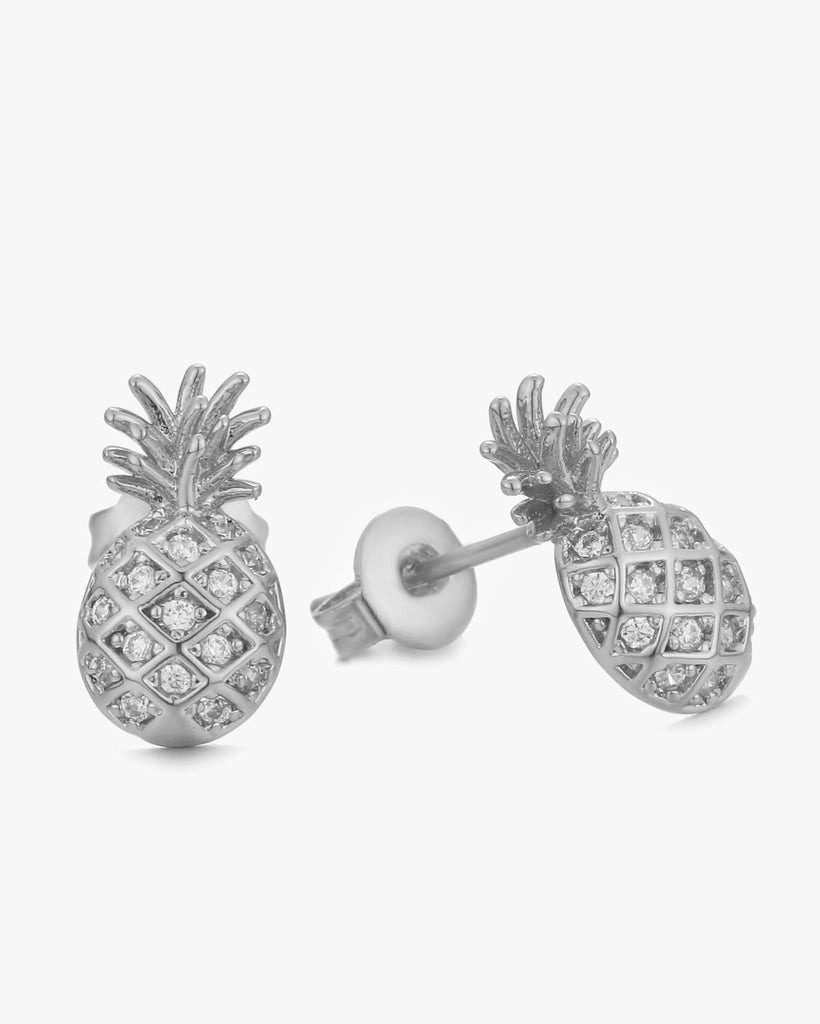 Lola Pineapple Stud Earrings - White Gold Plated, 18ct Gold Plated - MAUDELLA 