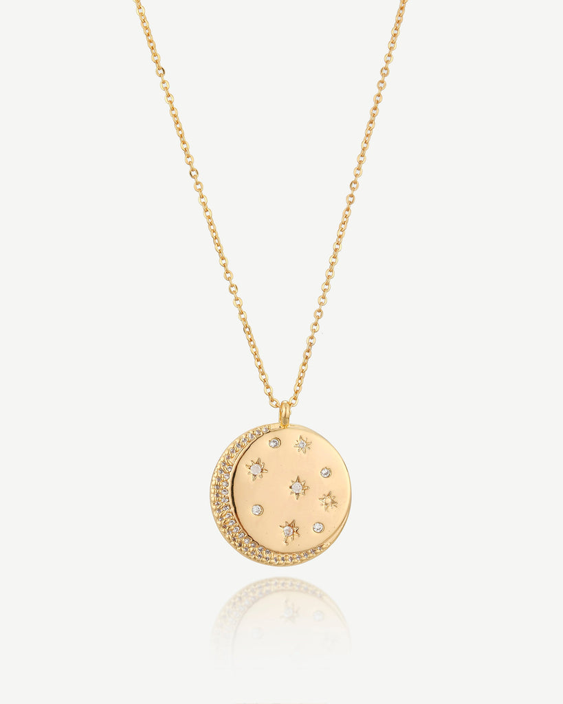 Luana Moon and Stars Necklace - 18ct Gold Plated, White Gold Plated - MAUDELLA 