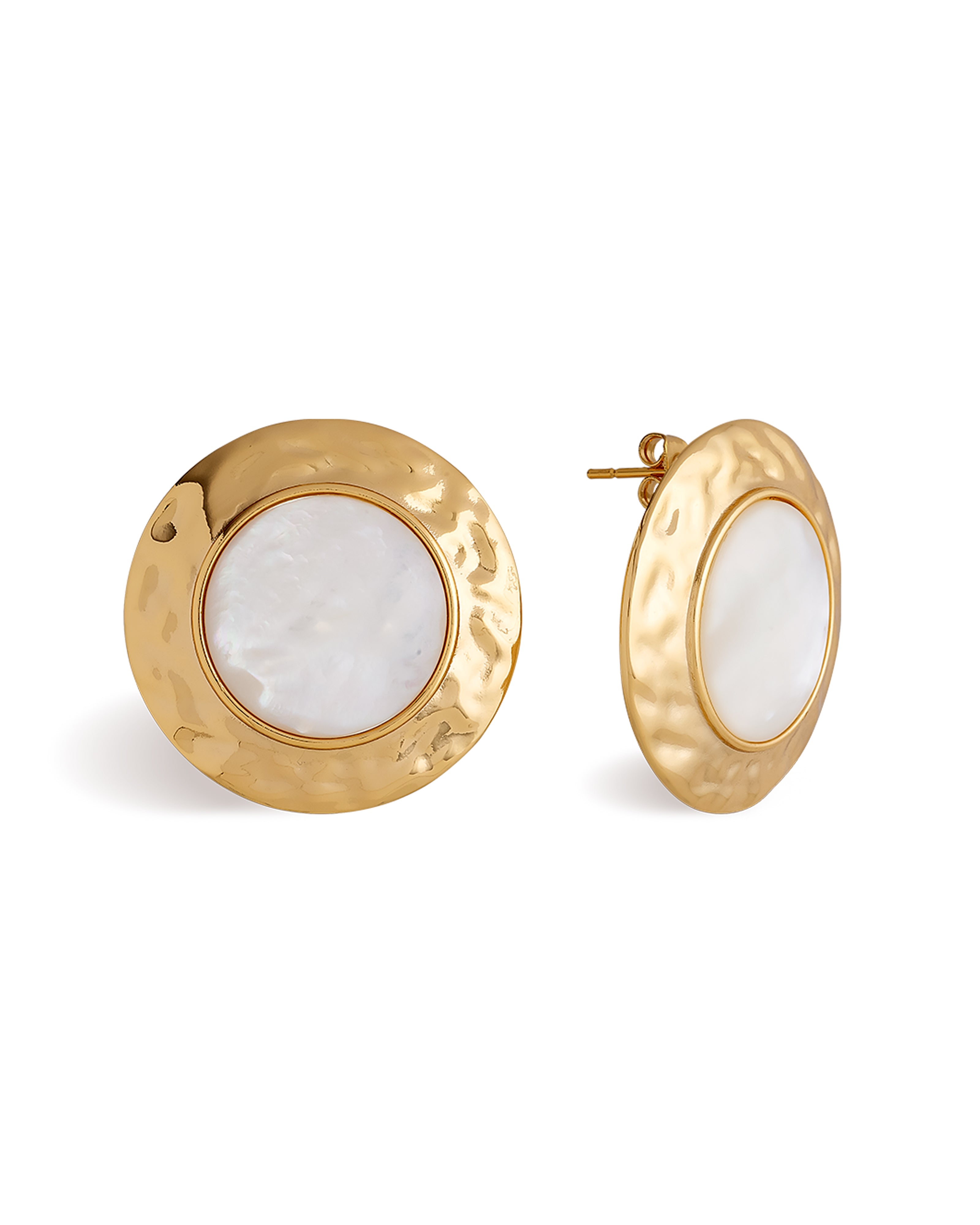 Bali Mother Pearl Coin Earrings