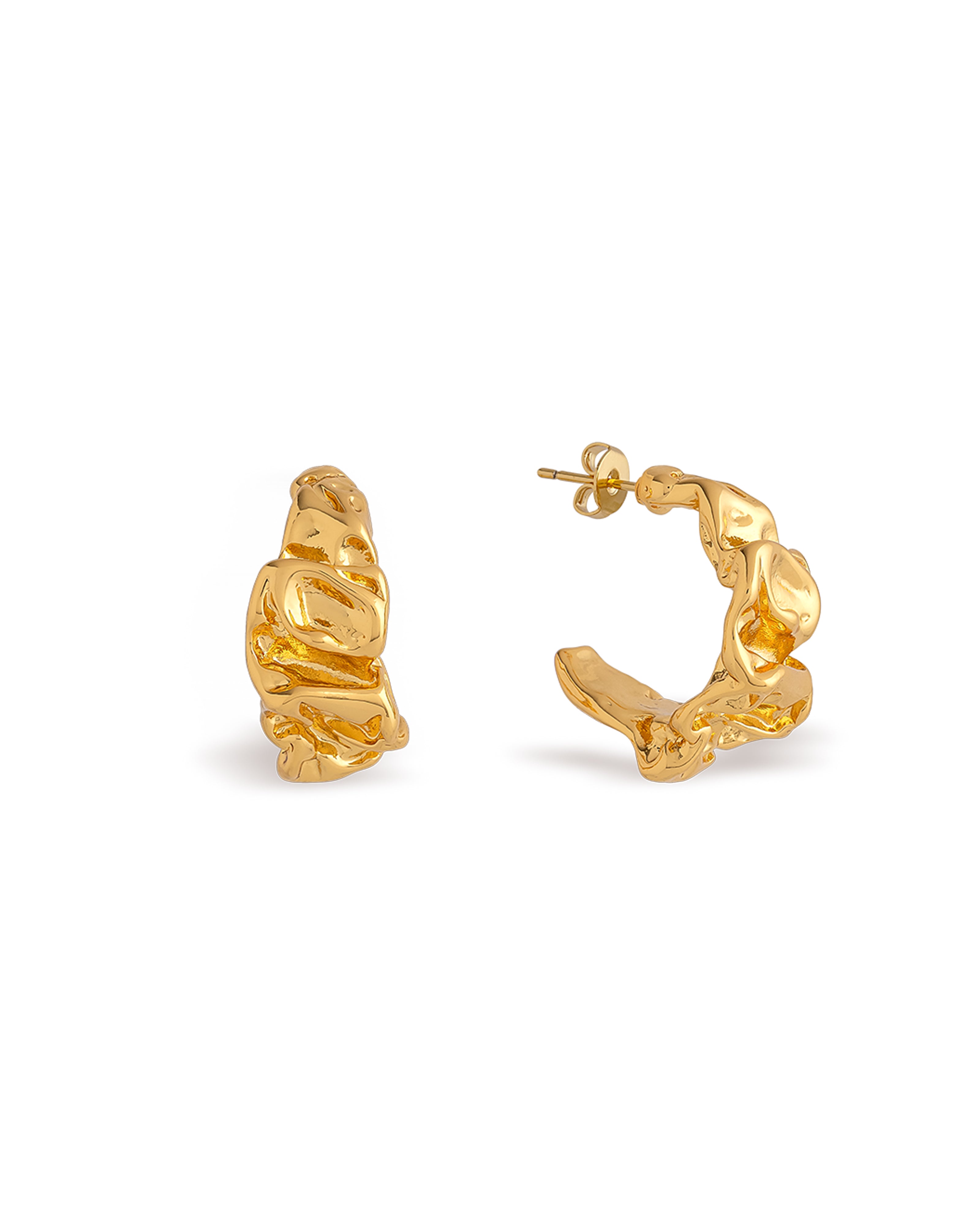 Cleo Molten Texture Open Hoop Earrings