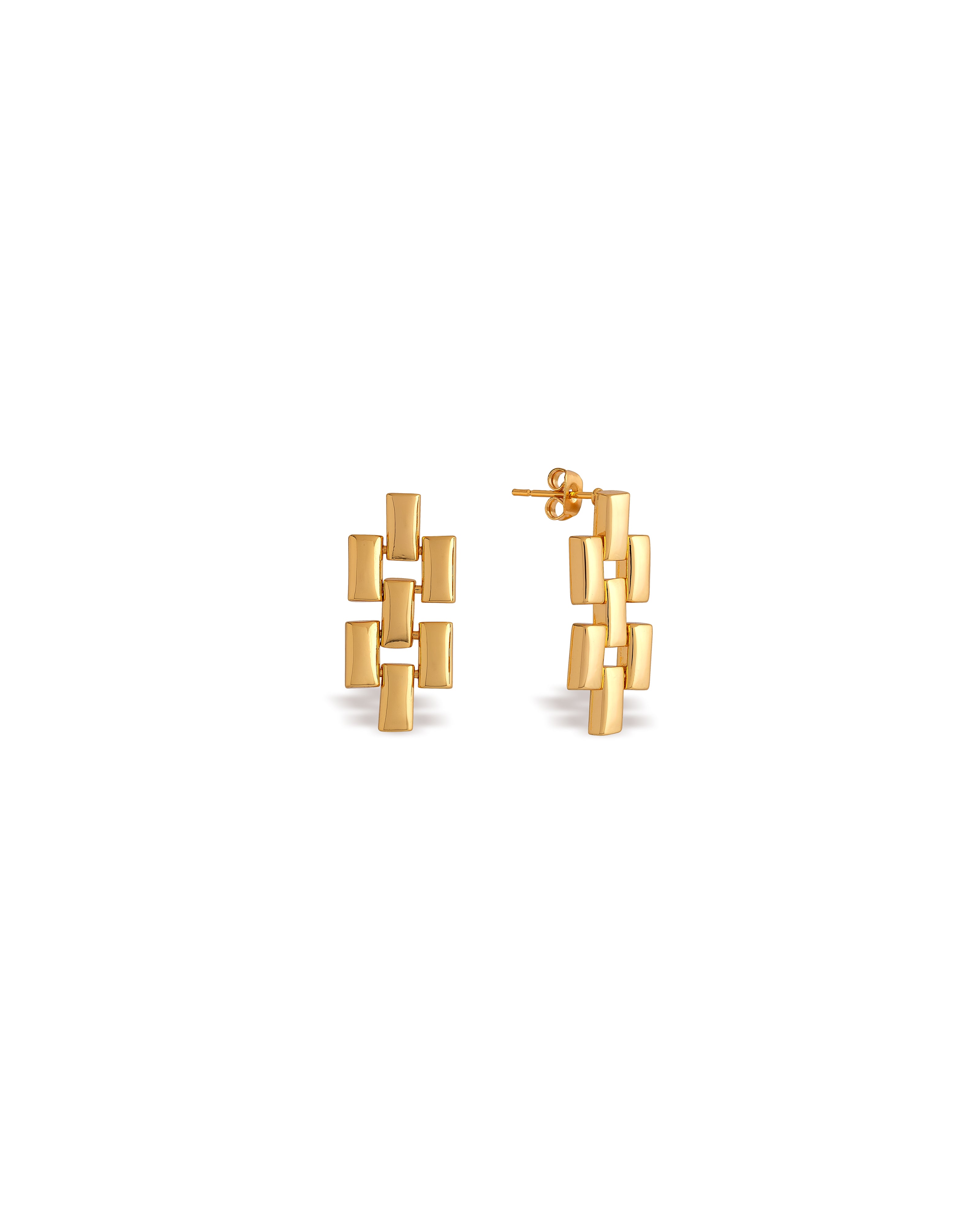 Brie Block Chain Stud Earrings