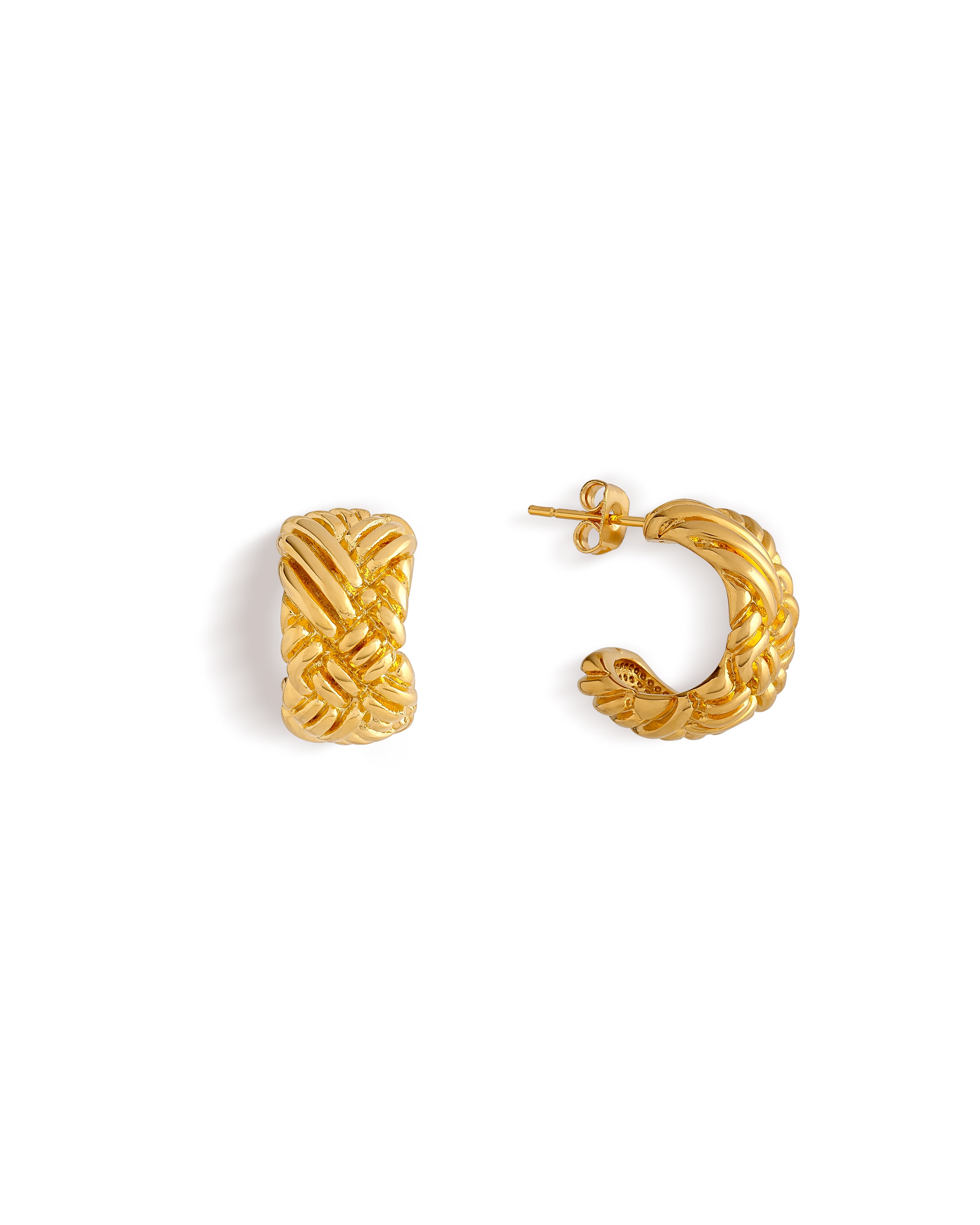 Bronia Plaited Weave Open Hoop Earrings