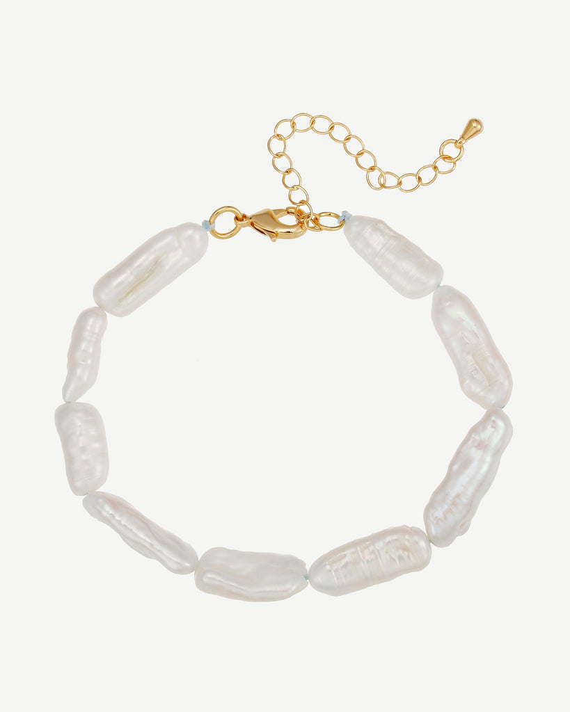 Marie Freshwater Pearl Beaded Bracelet - 18ct Gold Plated, White Gold Plated - MAUDELLA 