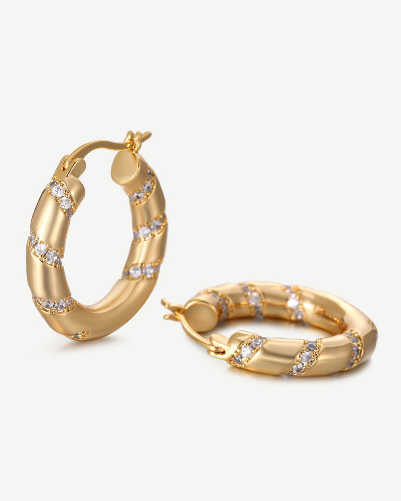 Mylie Twist Hoop Earrings - 18ct Gold Plated, White Gold Plated - MAUDELLA 