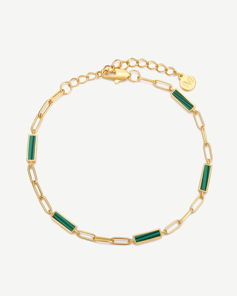 Nicole Malachite Block Chain - 18ct Gold Plated - MAUDELLA 