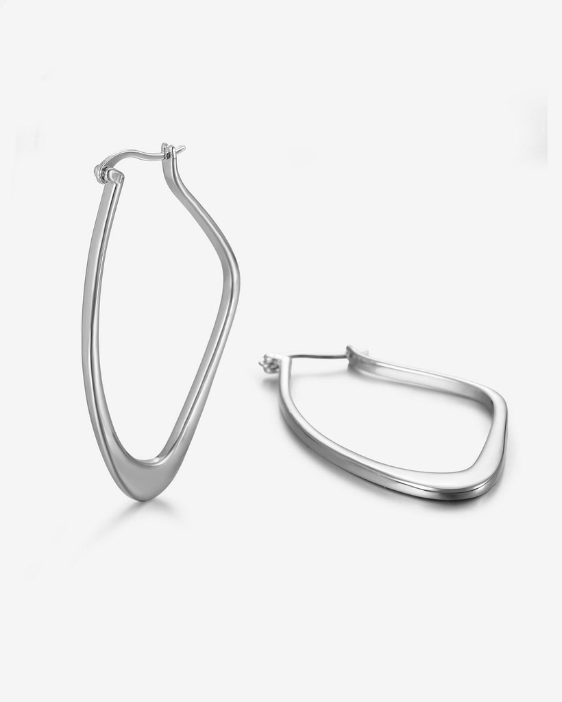 Pippa Long Asymmetric Earrings - White Gold Plated, 18ct Gold Plated - MAUDELLA 