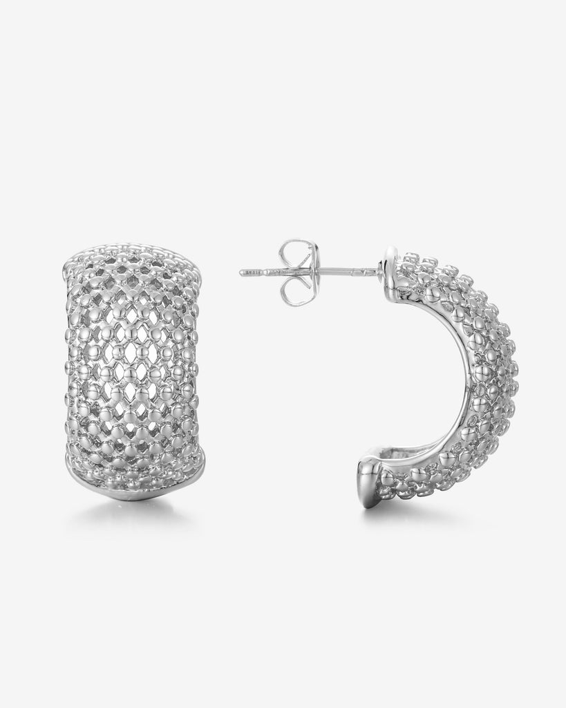 Renee Concertina Half Hoop Earrings - White Gold Plated, 18ct Gold Plated - MAUDELLA 