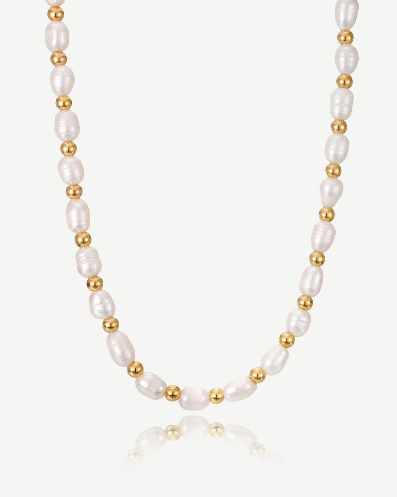 Royal Pearl & Bead Necklace - 18ct Gold Plated - MAUDELLA 