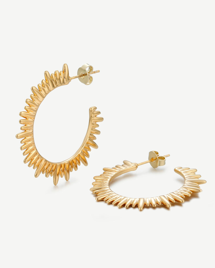 Tilly Spike Hoop Earrings - 18ct Gold Plated, White Gold Plated - MAUDELLA 